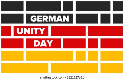 German Unity Day. Celebrated annually on October 3 in Germany. Happy national holiday of unity, freedom and reunification. Deutsch flag. Patriotic poster design. Vector illustration