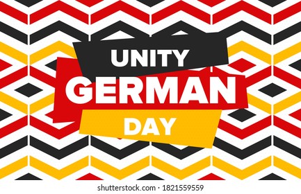 German Unity Day. Celebrated annually on October 3 in Germany. Happy national holiday of unity, freedom and reunification. Deutsch flag. Patriotic poster design. Vector illustration