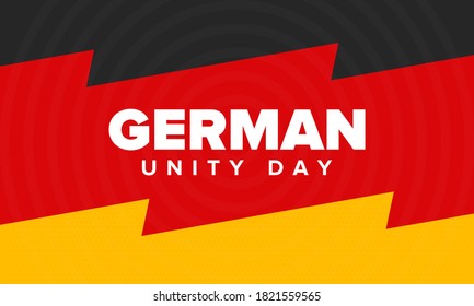 German Unity Day. Celebrated annually on October 3 in Germany. Happy national holiday of unity, freedom and reunification. Deutsch flag. Patriotic poster design. Vector illustration