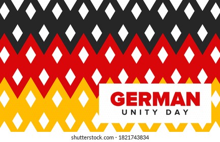 German Unity Day. Celebrated annually on October 3 in Germany. Happy national holiday of unity, freedom and reunification. Deutsch flag. Patriotic poster design. Vector illustration