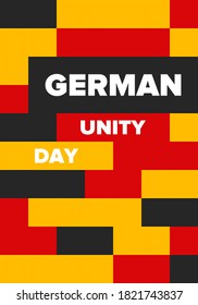 German Unity Day. Celebrated annually on October 3 in Germany. Happy national holiday of unity, freedom and reunification. Deutsch flag. Patriotic poster design. Vector illustration