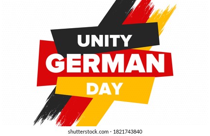 German Unity Day. Celebrated annually on October 3 in Germany. Happy national holiday of unity, freedom and reunification. Deutsch flag. Patriotic poster design. Vector illustration