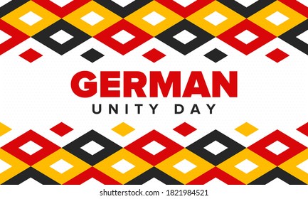 German Unity Day. Celebrated annually on October 3 in Germany. Happy national holiday of unity, freedom and reunification. Deutsch flag. Patriotic poster design. Vector illustration