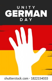 German Unity Day. Celebrated annually on October 3 in Germany. Happy national holiday of unity, freedom and reunification. Deutsch flag. Patriotic poster design. Vector illustration