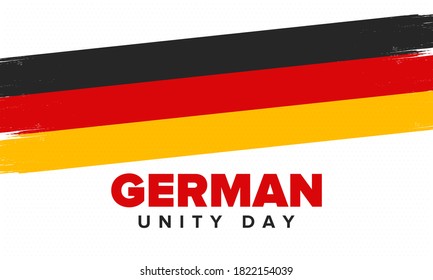 German Unity Day. Celebrated annually on October 3 in Germany. Happy national holiday of unity, freedom and reunification. Deutsch flag. Patriotic poster design. Vector illustration