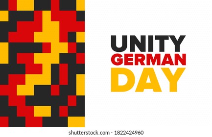 German Unity Day. Celebrated annually on October 3 in Germany. Happy national holiday of unity, freedom and reunification. Deutsch flag. Patriotic poster design. Vector illustration