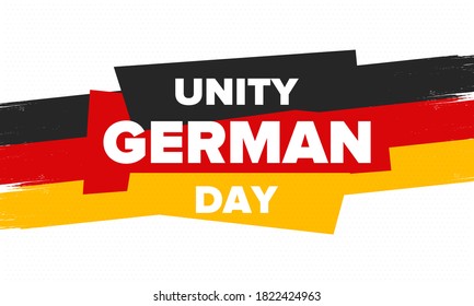 German Unity Day. Celebrated annually on October 3 in Germany. Happy national holiday of unity, freedom and reunification. Deutsch flag. Patriotic poster design. Vector illustration