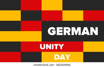 German Unity Day. Celebrated annually on October 3 in Germany. Happy national holiday of unity, freedom and reunification. Deutsch flag. Patriotic poster design. Vector illustration