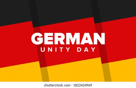 German Unity Day. Celebrated annually on October 3 in Germany. Happy national holiday of unity, freedom and reunification. Deutsch flag. Patriotic poster design. Vector illustration