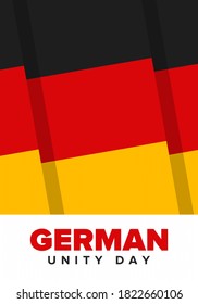 German Unity Day. Celebrated annually on October 3 in Germany. Happy national holiday of unity, freedom and reunification. Deutsch flag. Patriotic poster design. Vector illustration