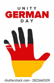 German Unity Day. Celebrated annually on October 3 in Germany. Happy national holiday of unity, freedom and reunification. Deutsch flag. Patriotic poster design. Vector illustration