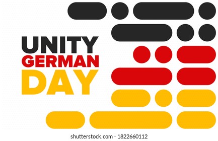 German Unity Day. Celebrated annually on October 3 in Germany. Happy national holiday of unity, freedom and reunification. Deutsch flag. Patriotic poster design. Vector illustration