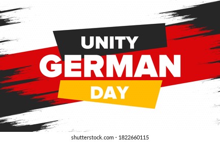 German Unity Day. Celebrated annually on October 3 in Germany. Happy national holiday of unity, freedom and reunification. Deutsch flag. Patriotic poster design. Vector illustration