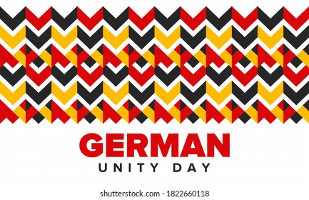 German Unity Day. Celebrated annually on October 3 in Germany. Happy national holiday of unity, freedom and reunification. Deutsch flag. Patriotic poster design. Vector illustration