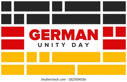 German Unity Day. Celebrated annually on October 3 in Germany. Happy national holiday of unity, freedom and reunification. Deutsch flag. Patriotic poster design. Vector illustration