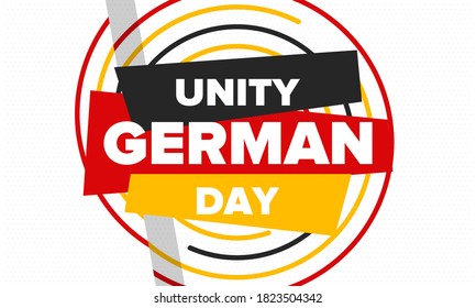 German Unity Day. Celebrated annually on October 3 in Germany. Happy national holiday of unity, freedom and reunification. Deutsch flag. Patriotic poster design. Vector illustration