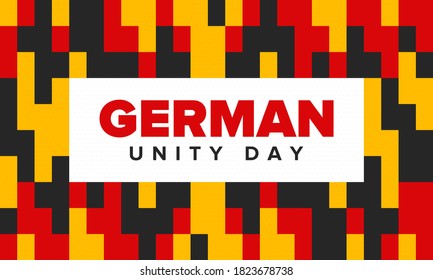 German Unity Day. Celebrated annually on October 3 in Germany. Happy national holiday of unity, freedom and reunification. Deutsch flag. Patriotic poster design. Vector illustration