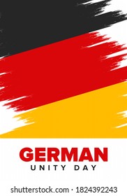 German Unity Day. Celebrated annually on October 3 in Germany. Happy national holiday of unity, freedom and reunification. Deutsch flag. Patriotic poster design. Vector illustration