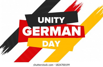 German Unity Day. Celebrated annually on October 3 in Germany. Happy national holiday of unity, freedom and reunification. Deutsch flag. Patriotic poster design. Vector illustration