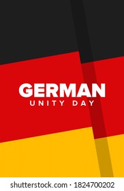 German Unity Day. Celebrated annually on October 3 in Germany. Happy national holiday of unity, freedom and reunification. Deutsch flag. Patriotic poster design. Vector illustration