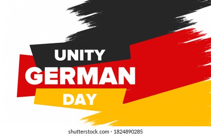 German Unity Day. Celebrated annually on October 3 in Germany. Happy national holiday of unity, freedom and reunification. Deutsch flag. Patriotic poster design. Vector illustration