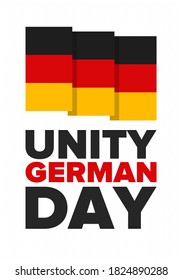 German Unity Day. Celebrated annually on October 3 in Germany. Happy national holiday of unity, freedom and reunification. Deutsch flag. Patriotic poster design. Vector illustration