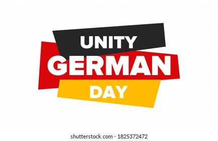 German Unity Day. Celebrated annually on October 3 in Germany. Happy national holiday of unity, freedom and reunification. Deutsch flag. Patriotic poster design. Vector illustration