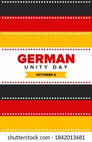 German Unity Day. Celebrated annually on October 3 in Germany. Happy national holiday of unity, freedom and reunification. Deutsch flag. Patriotic poster design. Vector illustration