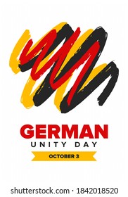 German Unity Day. Celebrated annually on October 3 in Germany. Happy national holiday of unity, freedom and reunification. Deutsch flag. Patriotic poster design. Vector illustration