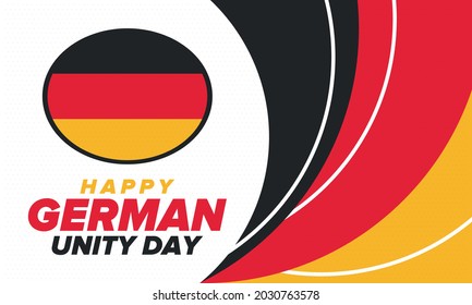 German Unity Day. Celebrated annually on October 3 in Germany. Happy national holiday of unity, freedom and reunification. Deutsch flag. Patriotic poster design. Vector illustration