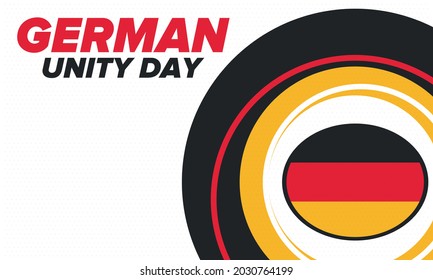 German Unity Day. Celebrated annually on October 3 in Germany. Happy national holiday of unity, freedom and reunification. Deutsch flag. Patriotic poster design. Vector illustration