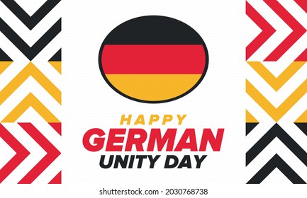 German Unity Day. Celebrated annually on October 3 in Germany. Happy national holiday of unity, freedom and reunification. Deutsch flag. Patriotic poster design. Vector illustration