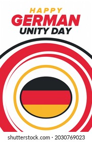 German Unity Day. Celebrated annually on October 3 in Germany. Happy national holiday of unity, freedom and reunification. Deutsch flag. Patriotic poster design. Vector illustration