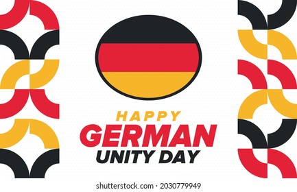 German Unity Day. Celebrated annually on October 3 in Germany. Happy national holiday of unity, freedom and reunification. Deutsch flag. Patriotic poster design. Vector illustration