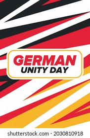 German Unity Day. Celebrated annually on October 3 in Germany. Happy national holiday of unity, freedom and reunification. Deutsch flag. Patriotic poster design. Vector illustration