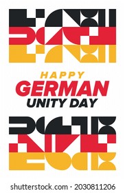 German Unity Day. Celebrated annually on October 3 in Germany. Happy national holiday of unity, freedom and reunification. Deutsch flag. Patriotic poster design. Vector illustration