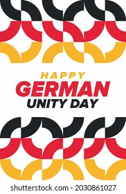 German Unity Day. Celebrated annually on October 3 in Germany. Happy national holiday of unity, freedom and reunification. Deutsch flag. Patriotic poster design. Vector illustration