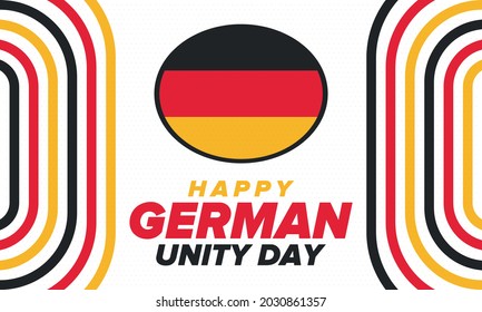 German Unity Day. Celebrated annually on October 3 in Germany. Happy national holiday of unity, freedom and reunification. Deutsch flag. Patriotic poster design. Vector illustration