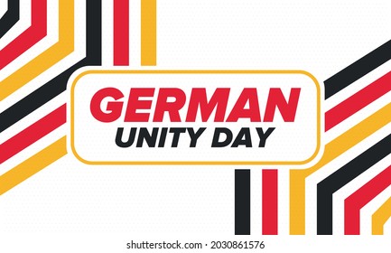 German Unity Day. Celebrated annually on October 3 in Germany. Happy national holiday of unity, freedom and reunification. Deutsch flag. Patriotic poster design. Vector illustration