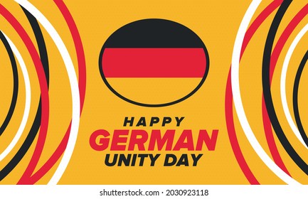 German Unity Day. Celebrated annually on October 3 in Germany. Happy national holiday of unity, freedom and reunification. Deutsch flag. Patriotic poster design. Vector illustration