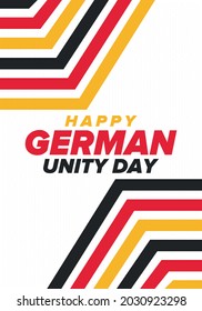 German Unity Day. Celebrated annually on October 3 in Germany. Happy national holiday of unity, freedom and reunification. Deutsch flag. Patriotic poster design. Vector illustration