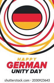 German Unity Day. Celebrated annually on October 3 in Germany. Happy national holiday of unity, freedom and reunification. Deutsch flag. Patriotic poster design. Vector illustration