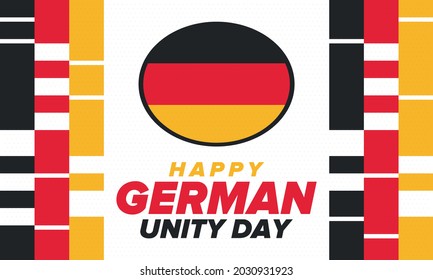 German Unity Day. Celebrated annually on October 3 in Germany. Happy national holiday of unity, freedom and reunification. Deutsch flag. Patriotic poster design. Vector illustration