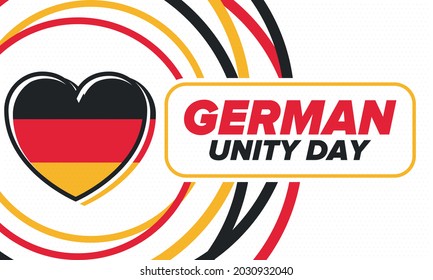 German Unity Day. Celebrated annually on October 3 in Germany. Happy national holiday of unity, freedom and reunification. Deutsch flag. Patriotic poster design. Vector illustration