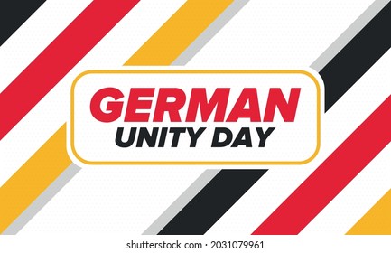 German Unity Day. Celebrated annually on October 3 in Germany. Happy national holiday of unity, freedom and reunification. Deutsch flag. Patriotic poster design. Vector illustration