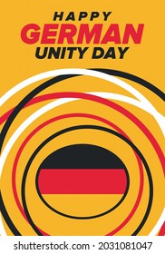 German Unity Day. Celebrated annually on October 3 in Germany. Happy national holiday of unity, freedom and reunification. Deutsch flag. Patriotic poster design. Vector illustration