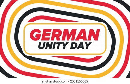 German Unity Day. Celebrated annually on October 3 in Germany. Happy national holiday of unity, freedom and reunification. Deutsch flag. Patriotic poster design. Vector illustration