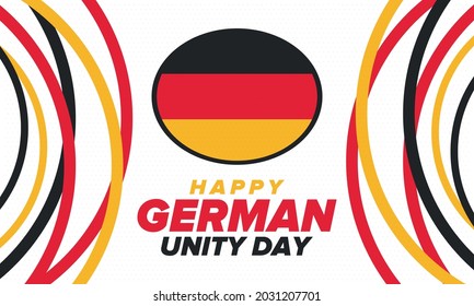 German Unity Day. Celebrated annually on October 3 in Germany. Happy national holiday of unity, freedom and reunification. Deutsch flag. Patriotic poster design. Vector illustration