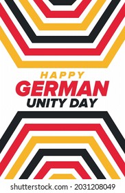 German Unity Day. Celebrated annually on October 3 in Germany. Happy national holiday of unity, freedom and reunification. Deutsch flag. Patriotic poster design. Vector illustration