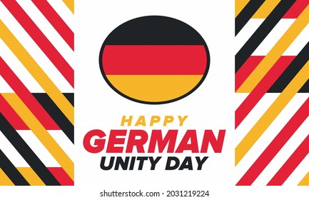 German Unity Day. Celebrated annually on October 3 in Germany. Happy national holiday of unity, freedom and reunification. Deutsch flag. Patriotic poster design. Vector illustration